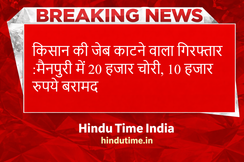 किसान की जेब काटने वाला गिरफ्तार:मैनपुरी में 20 हजार चोरी, 10 हजार रुपये बरामद image 46 1